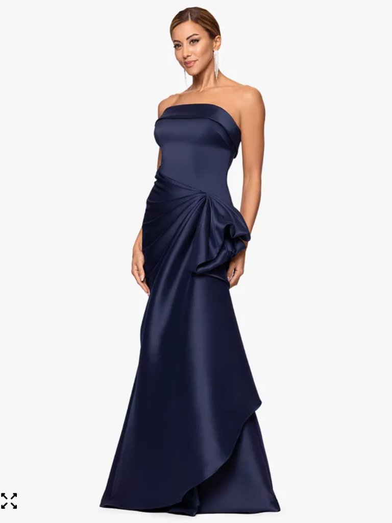 Xscape Petite Strapless Long Formal Dress